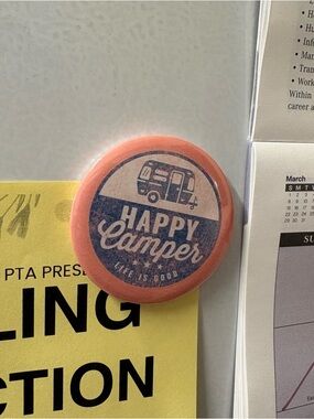 *bottle opener* magnet Happy Camper - Coral and Navy Blue